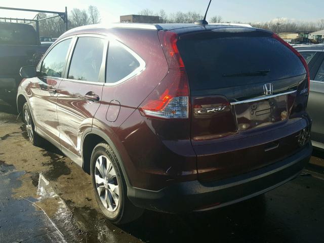 5J6RM4H7XDL031212 - 2013 HONDA CR-V EXL MAROON photo 3