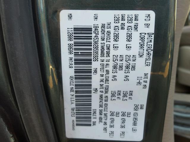 1B4GP45302B595926 - 2002 DODGE CARAVAN SP GRAY photo 10