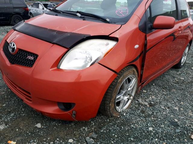 JTDJT923585185619 - 2008 TOYOTA YARIS ORANGE photo 9