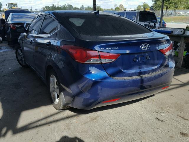 KMHDH4AEXDU766226 - 2013 HYUNDAI ELANTRA GL BLUE photo 3