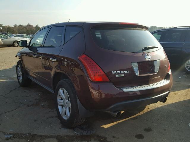 JN8AZ08T36W402761 - 2006 NISSAN MURANO SL BURGUNDY photo 3