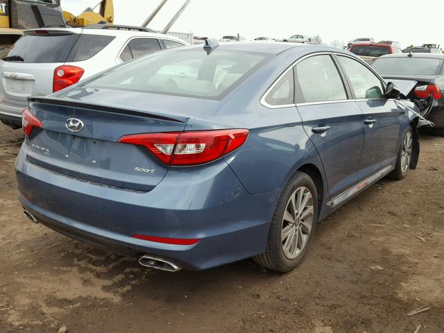 5NPE34AF5FH081595 - 2015 HYUNDAI SONATA SPO BLUE photo 4