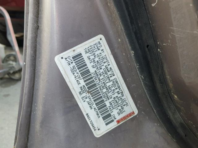 JT2SK12E5N0053973 - 1992 TOYOTA CAMRY LE CHARCOAL photo 10