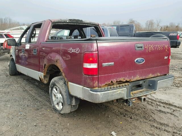 1FTPW14564KB00199 - 2004 FORD F150 SUPER BURGUNDY photo 3