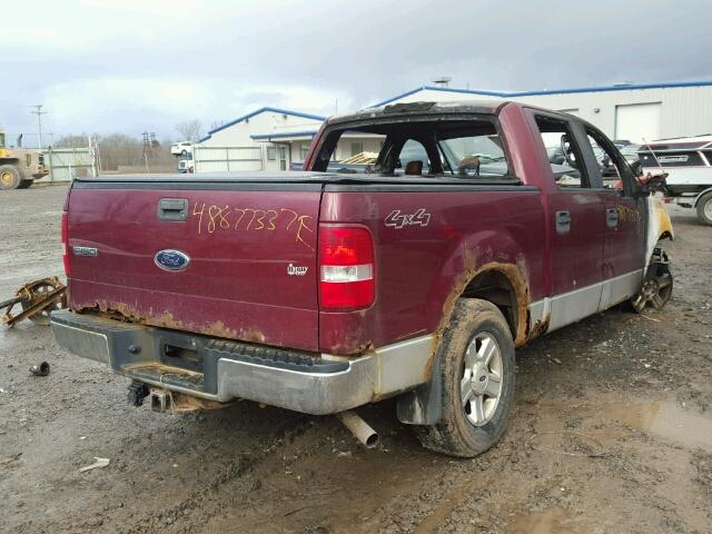 1FTPW14564KB00199 - 2004 FORD F150 SUPER BURGUNDY photo 4