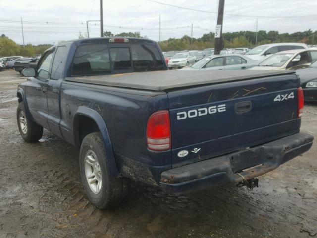 1B7GG32XX2S543403 - 2002 DODGE DAKOTA SPO BLUE photo 3