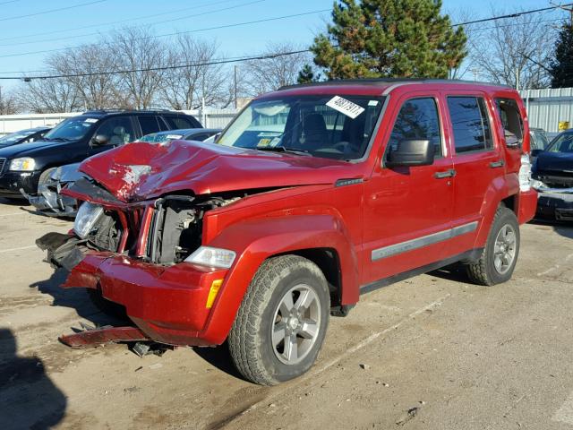 1J8GN28K88W176393 - 2008 JEEP LIBERTY SP RED photo 2