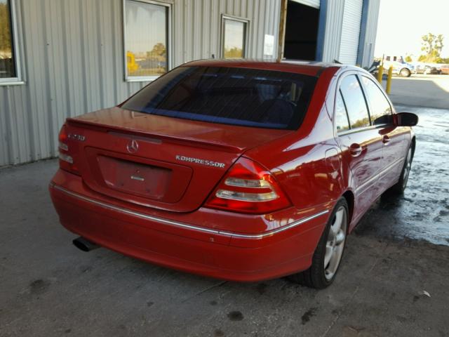 WDBRF40J94A634508 - 2004 MERCEDES-BENZ C 230K SPO RED photo 4