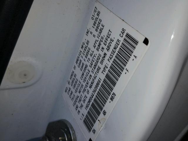 1HGCM55447A098661 - 2007 HONDA ACCORD LX WHITE photo 10