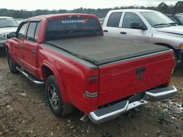 1D7HL48K84S641677 - 2004 DODGE DAKOTA QUA RED photo 3