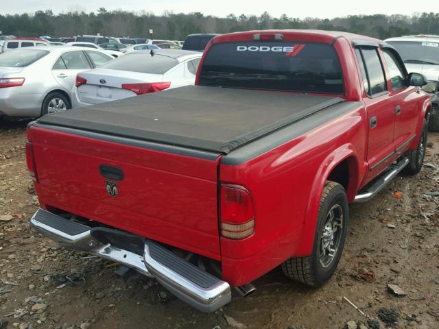 1D7HL48K84S641677 - 2004 DODGE DAKOTA QUA RED photo 4