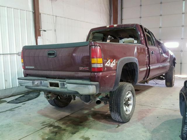 1GTHK23U31F165921 - 2001 GMC SIERRA K25 BURGUNDY photo 4