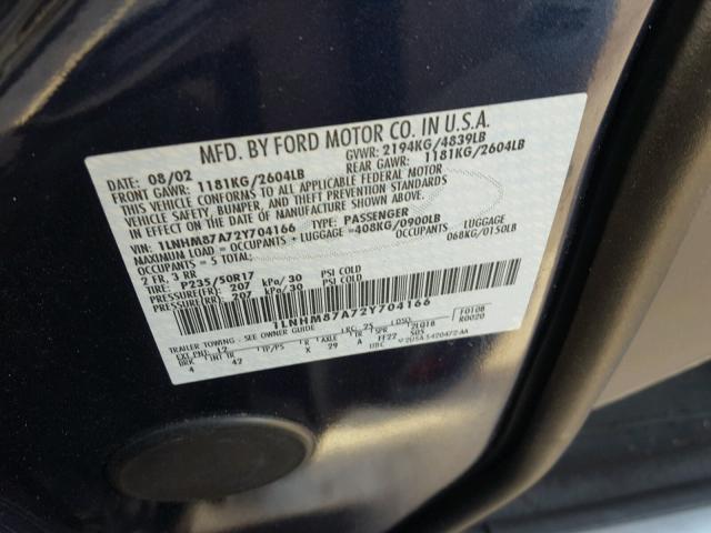 1LNHM87A72Y704166 - 2002 LINCOLN LS 蓝色 照片 9