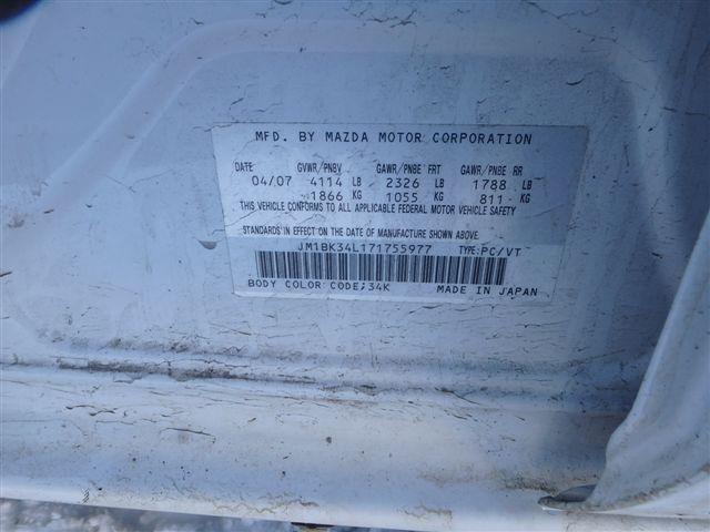 JM1BK34L171755977 - 2007 MAZDA SPEED 3 WHITE photo 9