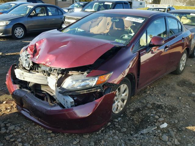 2HGFB2F56CH543342 - 2012 HONDA CIVIC LX RED photo 2