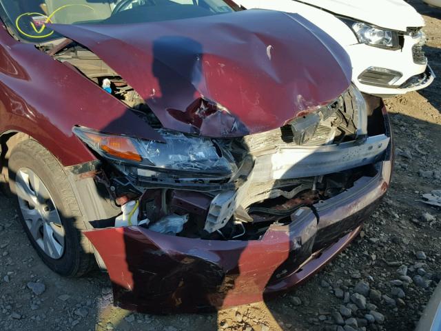 2HGFB2F56CH543342 - 2012 HONDA CIVIC LX RED photo 9