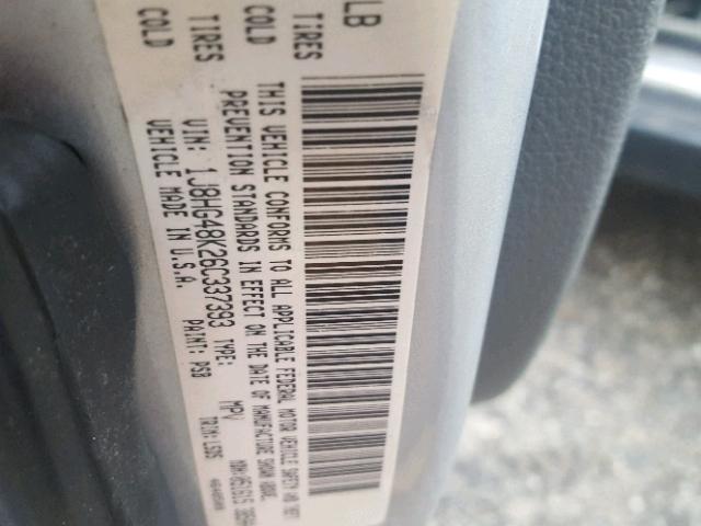 1J8HG48K26C337393 - 2006 JEEP COMMANDER SILVER photo 10