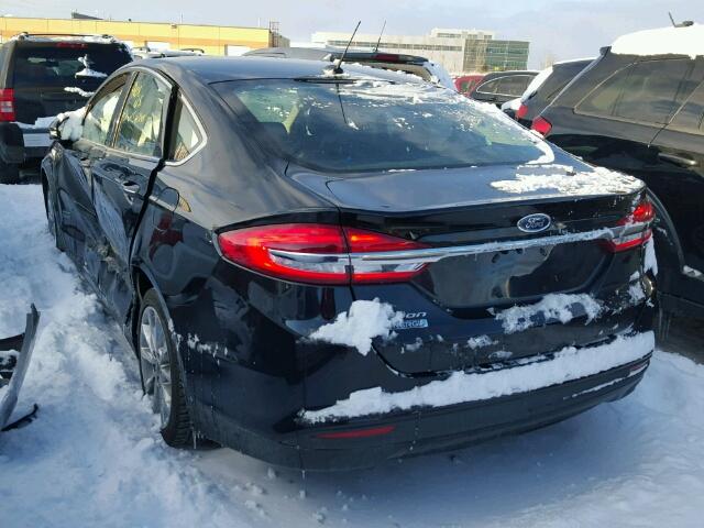 3FA6P0PU1HR362211 - 2017 FORD FUSION SE BLACK photo 3