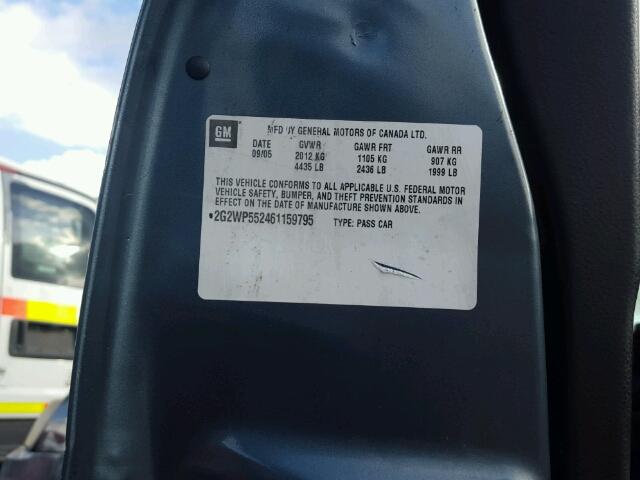 2G2WP552461159795 - 2006 PONTIAC GRAND PRIX Կանաչ լուսանկար 10