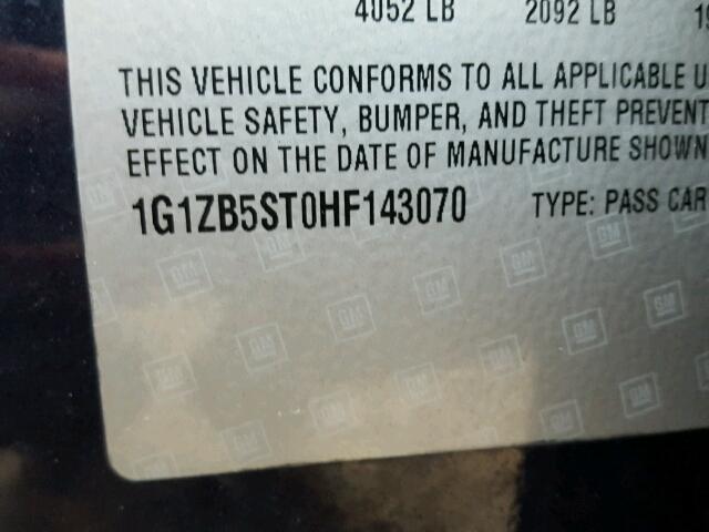 1G1ZB5ST0HF143070 - 2017 CHEVROLET MALIBU LS BLUE photo 10