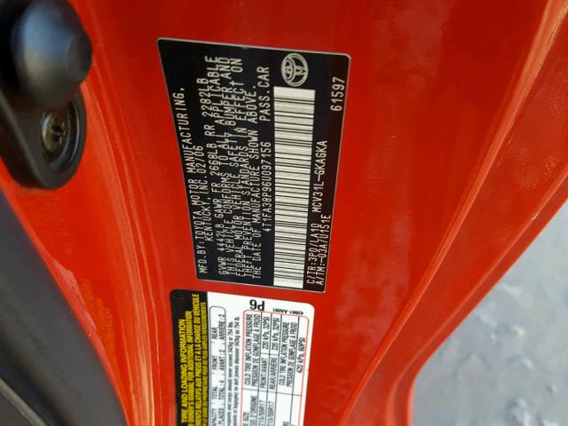 4T1FA38P96U097156 - 2006 TOYOTA CAMRY SOLA RED photo 10