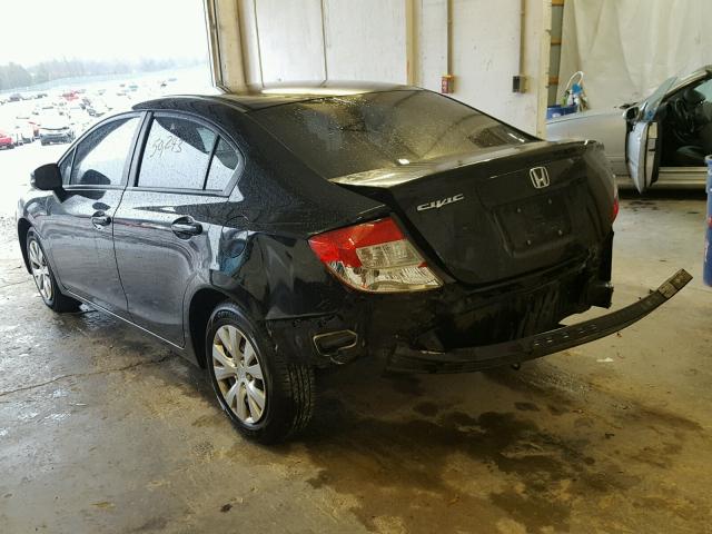 19XFB2F56CE105656 - 2012 HONDA CIVIC LX BLACK photo 3