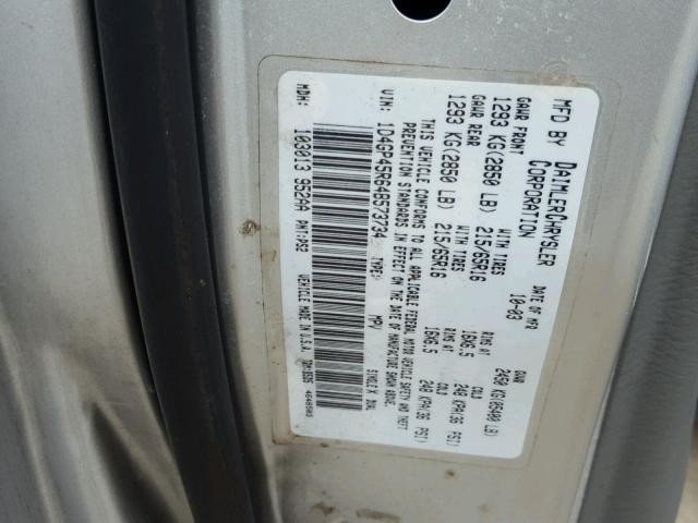 1D4GP45R64B573734 - 2004 DODGE CARAVAN SX SILVER photo 10