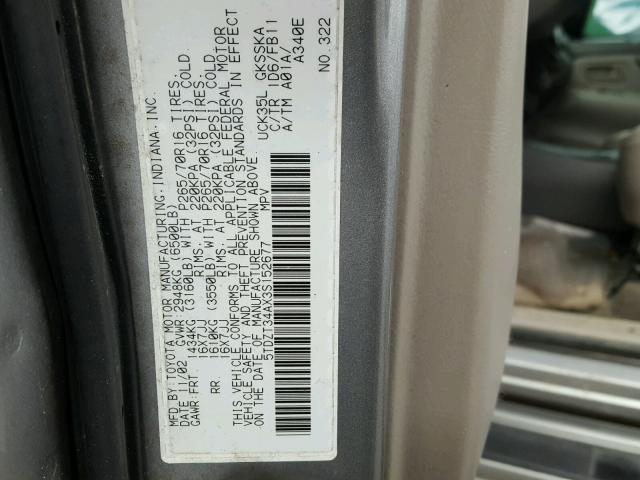 5TDZT34AX3S152677 - 2003 TOYOTA SEQUOIA SR SILVER photo 10