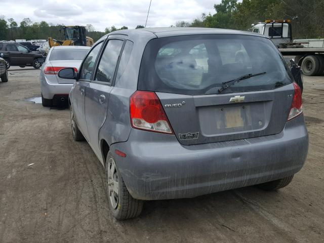 KL1TD66637B723475 - 2007 CHEVROLET AVEO BASE Szary zdjęcie 3