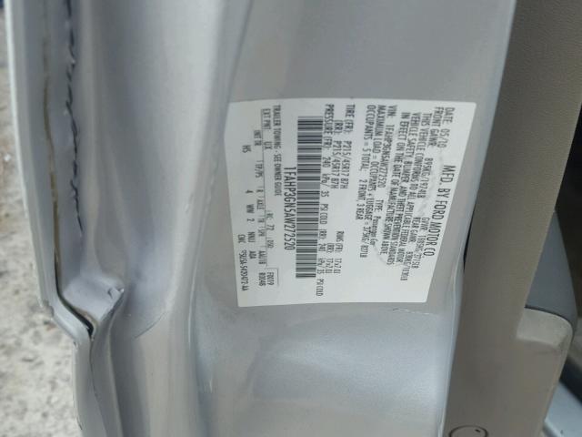 1FAHP3GN5AW272520 - 2010 FORD FOCUS SES SILVER photo 10