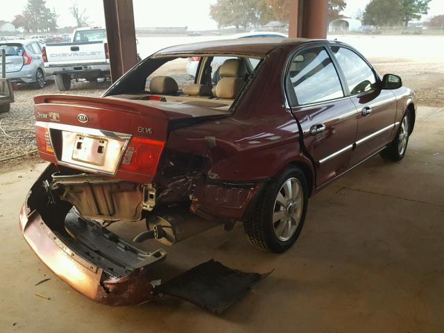 KNAGD128855422102 - 2005 KIA OPTIMA LX MAROON photo 4