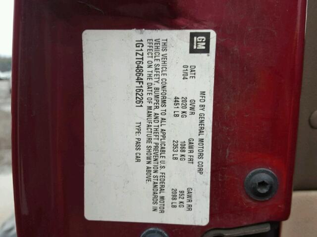 1G1ZT64864F162261 - 2004 CHEVROLET MALIBU MAX MAROON photo 10