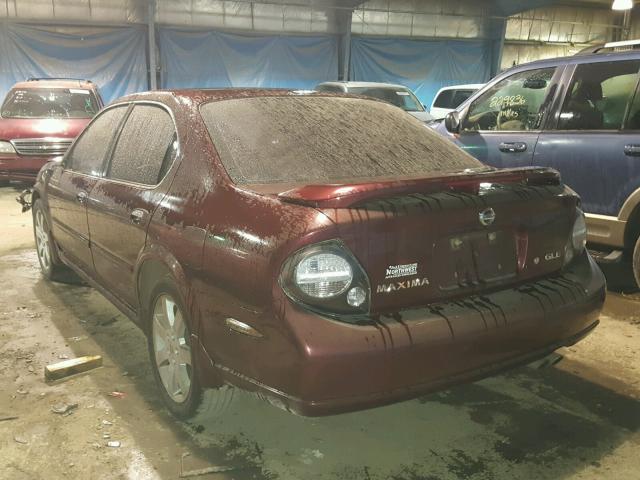 JN1DA31A13T411629 - 2003 NISSAN MAXIMA GLE BURGUNDY photo 3