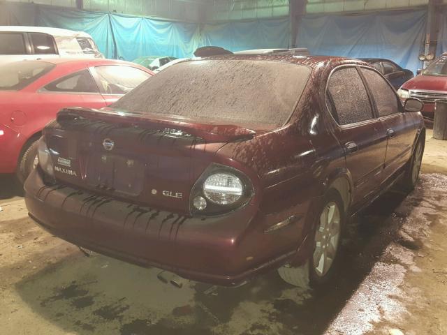 JN1DA31A13T411629 - 2003 NISSAN MAXIMA GLE BURGUNDY photo 4