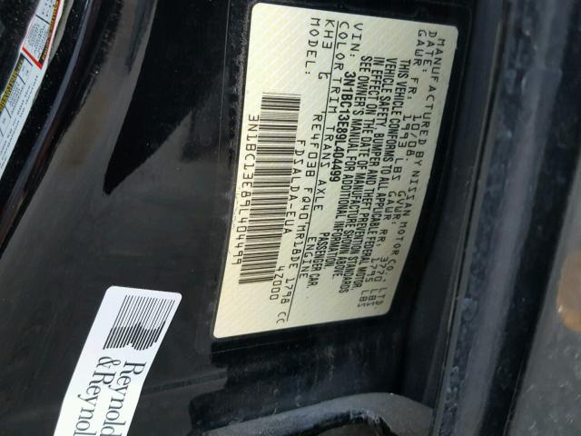 3N1BC13E89L404499 - 2009 NISSAN VERSA S BLACK photo 10