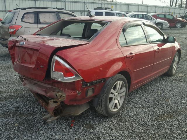 3FAHP07Z47R272201 - 2007 FORD FUSION SE RED photo 4