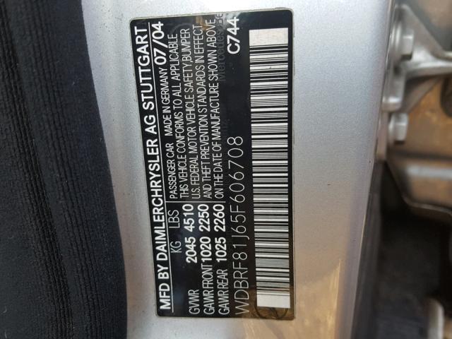 WDBRF81J65F606708 - 2005 MERCEDES-BENZ C 240 4MAT GRAY photo 10