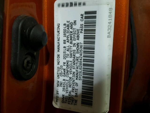 5Y2SL62884Z405367 - 2004 PONTIAC VIBE ORANGE photo 10