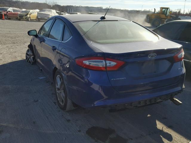 1FA6P0H79E5375750 - 2014 FORD FUSION SE BLUE photo 3