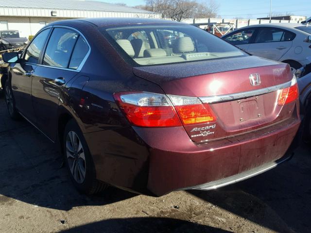 1HGCR2F38EA178029 - 2014 HONDA ACCORD LX BURGUNDY photo 3