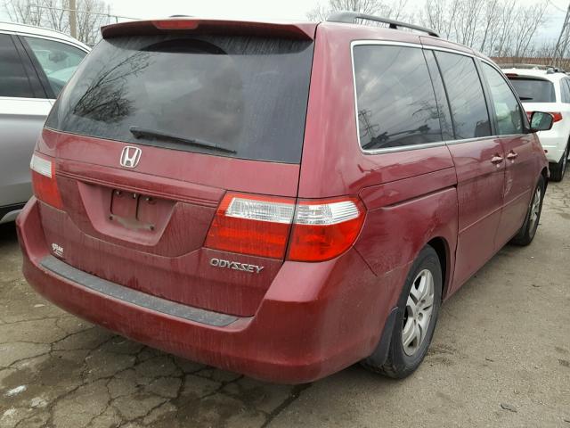 5FNRL384X5B005173 - 2005 HONDA ODYSSEY EX RED photo 4