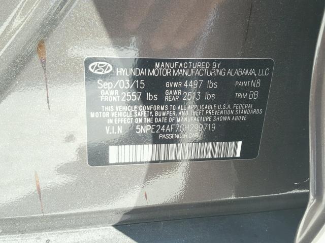 5NPE24AF7GH299719 - 2016 HYUNDAI SONATA SE BROWN photo 10