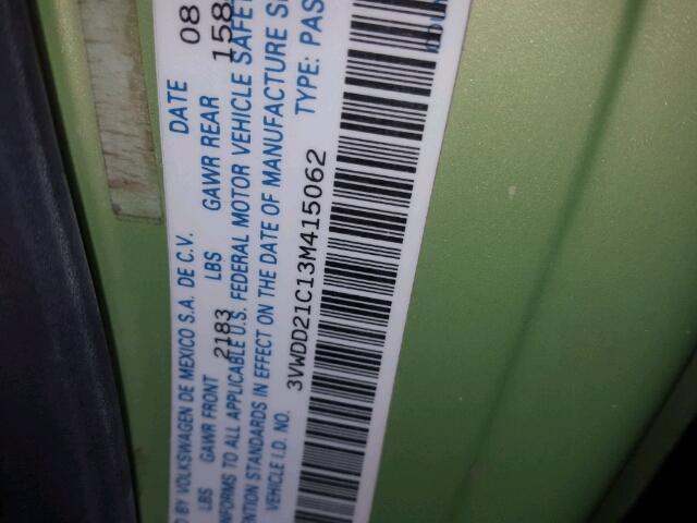 3VWDD21C13M415062 - 2003 VOLKSWAGEN NEW BEETLE 绿色 照片 10