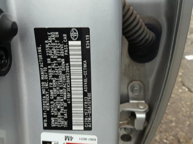 4T1BF3EK5BU623804 - 2011 TOYOTA CAMRY BASE TAN photo 10