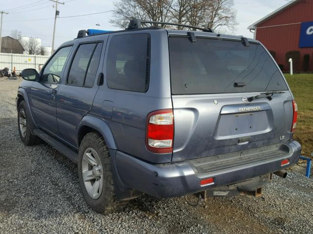 JN8DR09X72W664761 - 2002 NISSAN PATHFINDER BLUE photo 3