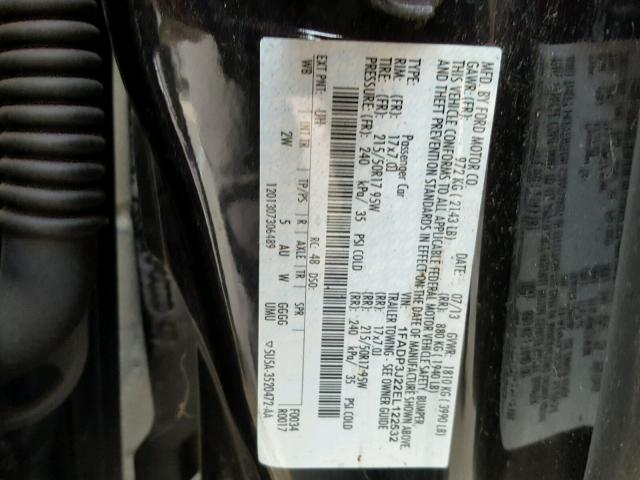 1FADP3J22EL122532 - 2014 FORD FOCUS TITA BLACK photo 10