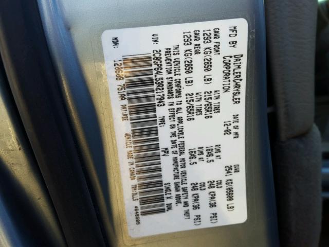 2C8GP64L53R217943 - 2003 CHRYSLER TOWN & COU SILVER photo 10