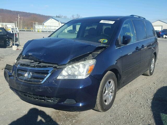 5FNRL38697B085392 - 2007 HONDA ODYSSEY EX BLUE photo 2