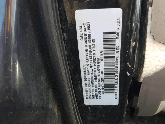 4S4BT62C237114602 - 2003 SUBARU BAJA SPORT BLACK photo 10