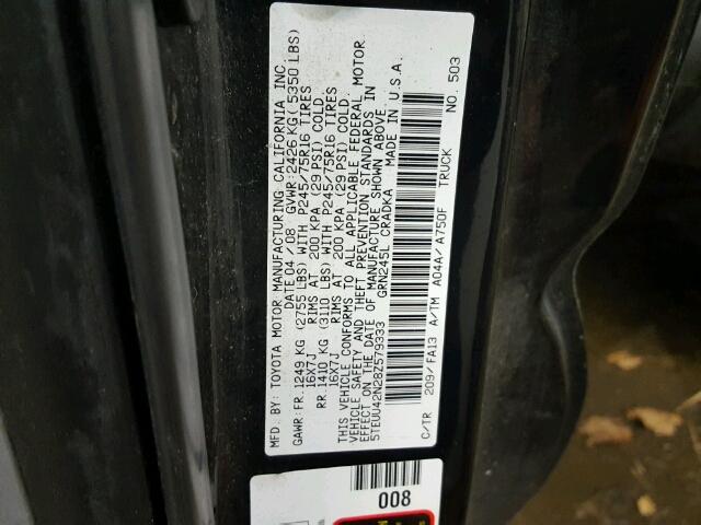 5TEUU42N28Z579333 - 2008 TOYOTA TACOMA ACC BLACK photo 10